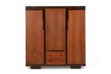 Antique German Art Deco Armoire Wardrobe Cabinet 1930s