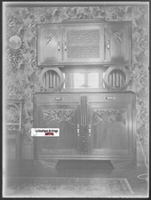Furniture, house, antique photo glass plate, black & white negative 9x12 cm
