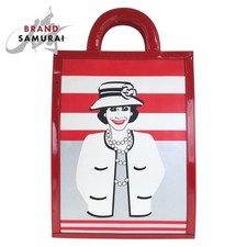 Excellent Condition CHANEL Vintage Chocolate Bar Mademoiselle Coco Chanel Red Wh