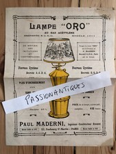 Dépliant original Lampe ORO Gaz Acétylène 1911