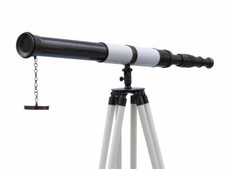 Nautical Brass Telescope 65" Floor Standing Harbor Master Telescope With Stand.
