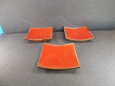 Vietri China Italy Set of 3 Small Rustic Reddish Square Canape Plates 4 3/4"  