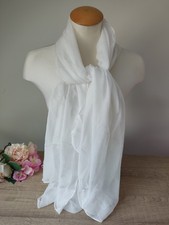 Grand foulard léger blanc, petite étole fine blanche  - Bijoux des Lys