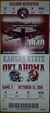 2016 OU Oklahoma Sooners vs Kansas State Ticket Stub