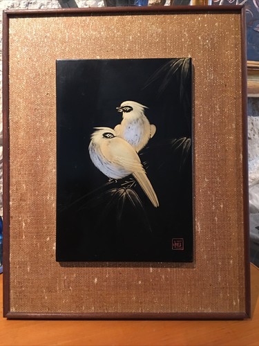 Tableau laque chine oiseaux - laque,