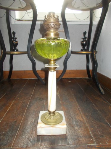 Lampe petrole bronze marbre - et,