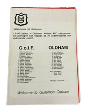 GoIF V OLDHAM ATHLETIC - TEAM SHEET - UNDATED BUT  EARLY 1990'S