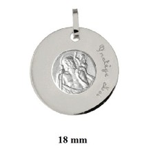 Déstockage Pendentif Médaille 18mm Saint Christophe "Protège moi" Argent 925
