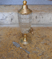 FONTAINE  à Absinthe en Verre taillé et laiton faite en FRANCE + 1 cuillère