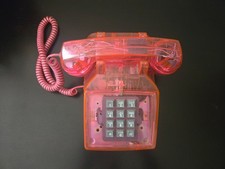 Vintage Original 1980s Cortelco Pink Clear Transparent Telephone - RARE FIND!
