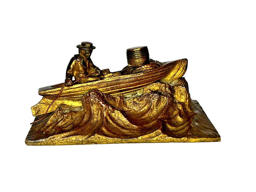 Bronze doré sculpture marin - bronze,