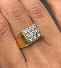 Bague Chevalière en Or Jaune et Gris 18 K / Diamants / Réf MP2515