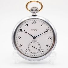 1930s Longines 3 Star Cal. 37.93 Silvertone Antique Pocket Watch, Keeps Time