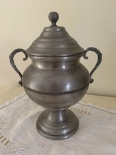 Grand Pot Ancien En Etain 95% Bonbonnière 