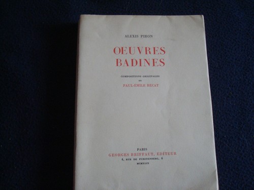 Alexis piron oeuvres badines - oeuvres,