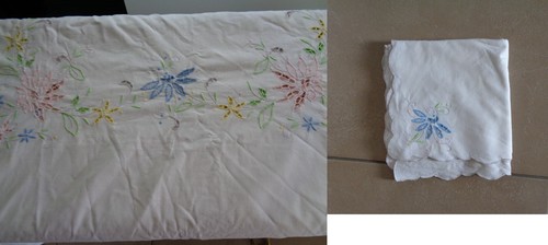 Nappe brodée fleurs 160 - nappe, cm