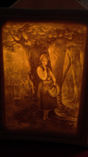 Lampe Veilleuse Lithophanique Plaque en Porcelaine Lithophanie Personnages Forêt