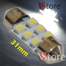 2 LED torpedo 31mm 6 SMD WHITE lamps lights xenon indoor bulbs plate