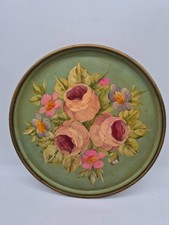 PLATEAU ROND TOLE PEINTE DECOR