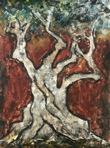 Arbre peinture couteaux sur - peinture, au