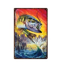 PLAQUE MÉTAL   pèche poisson