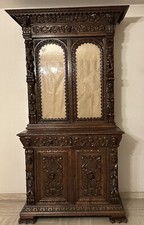 VITRINE BUFFET 2 CORPS RENAISSANCE CHENE SCULPTÉ EPOQUE 1900