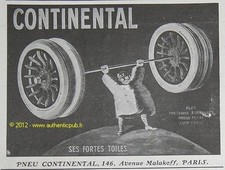 ADVERTISEMENT CONTINENTAL TIRE FORTE CANVASES AUTOMOBILE 1916 FRENCH AD CAR