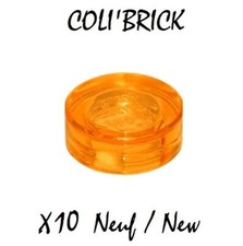 Lego 98138 - 10x Plaque Ronde / Tile, Round 1x1 - Tr Orange- 35380 35381 NEUF