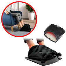 Chauffe-Pieds Électrique Fourrure Chauffant 40° Réglable Noir Toutes Pointures