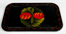 Vintage Tole Tray Hand Painted Folk Art Pennsylvania Dutch Signed