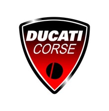 Sticker plastifié DUCATI CORSE ROUGE Monster Hypermotard Strada - 8cm x 7,5cm