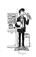 DESSIN ORIGINAL LA PAUSE CAFE ( LUCIEN ) PAR FRANK MARGERIN SUPERBE ETAT