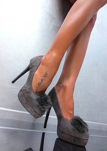 Fur pumps platform sexy - pumps, cm