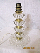 PiED DE  LAMPE ART DECO dlg ADNET BAGUES VINTAGE  VERRE CISELE ET  LAITON TBE