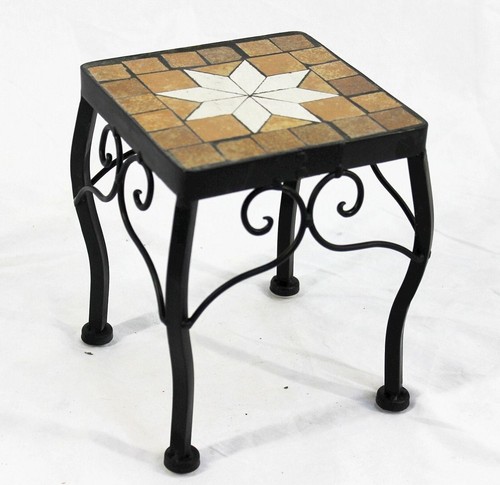 Tabouret fleurs mosaïque - à,