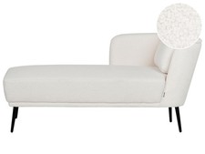 Chaise Longue à Droite avec Coussin Méridienne de Salon en Bouclé Blanc Cassé Ar