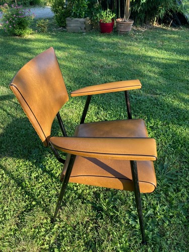 Rare fauteuil skaï marron - fauteuil,