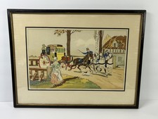 La Chaise de Poste by Victor-Jean Adam Hand Colored Lithograph Print Stagecoach