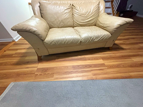Beige leather seat loveseat - beige,