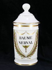 LIMOGES PORCELAIN PHARMACY POT WITH GALIEN POT ''NERVE BALM''