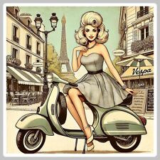 STICKER VESPA VINTAGE PIN UP PINUP PARISIENNE PARIS AUTOCOLLANT PZ087
