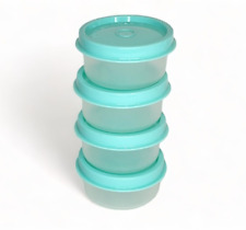 Tupperware Smidgets Tiny Bowls Set of 4 Sheer with Aqua Seals NEW!