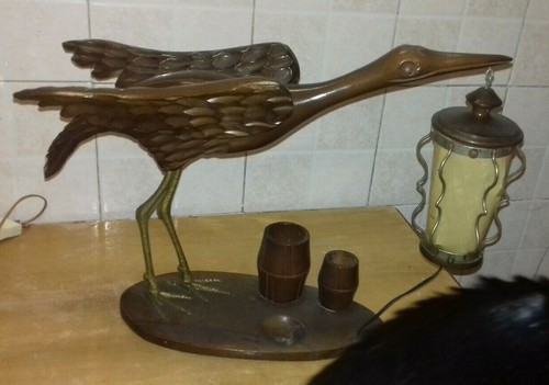 Lampe table bois vintage - de,