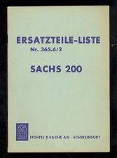 SACHS 200 KICKSTARTER,  FAN & DYNASTART PARTS MANUAL / ORIGINAL  /  365.6/2