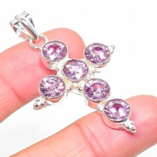 Pendentif bijou en argent sterling 925 fait main avec pierre précieuse kunzit...