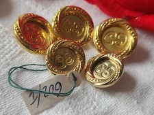 Lot 5 boutons vintage en métal doré 1,5 et 1,8 cm ref 1519
