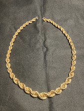  CHAINE COLLIER OR JAUNE 18 K MAILLE TRESSE CORDE POINÇON TETE D AIGLE