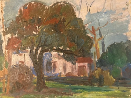 Peinture maison 1950 gouache - peinture,