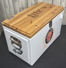 Miller Lite Philadelphia Eagles Metal & Wood Top Cooler Ice Chest