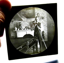 Rare snooker billards player antique photo magic lantern slide #686
